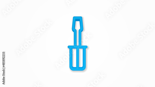 screwdriver 3d line flat color icon. Realistic vector illustration. Pictogram isolated. Top view. Colorful transparent shadow design.