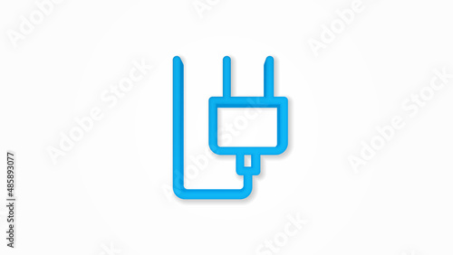 Electric Plug 3d line flat color icon. Realistic vector illustration. Pictogram isolated. Top view. Colorful transparent shadow design.