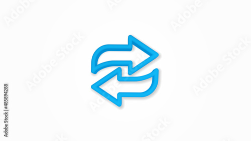 Refresh Arrows 3d line flat color icon. Realistic vector illustration. Pictogram isolated. Top view. Colorful transparent shadow design.