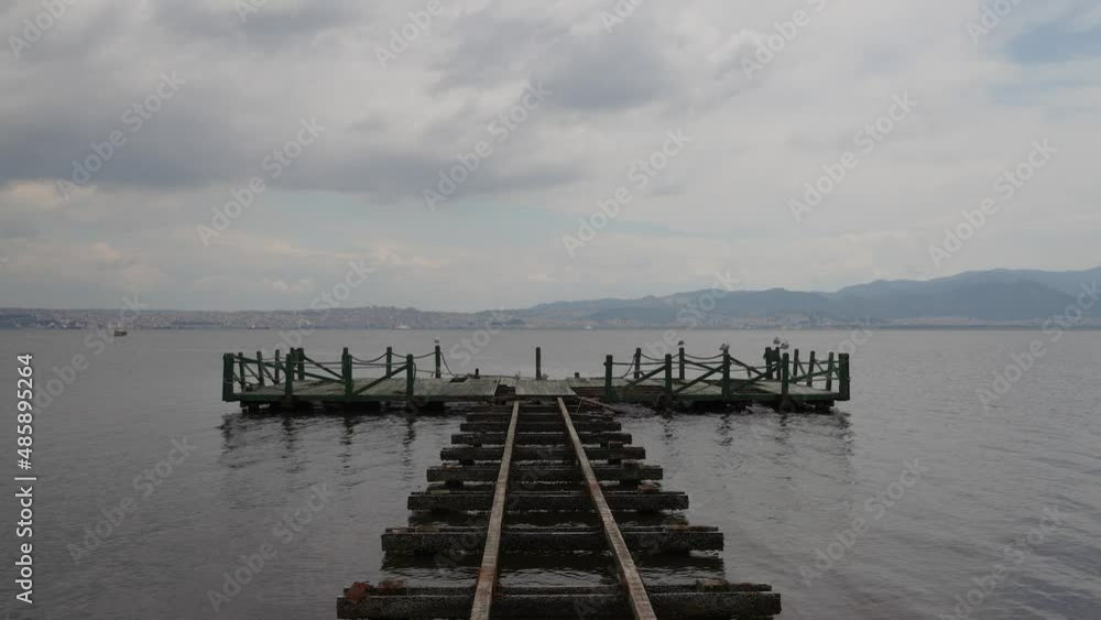 time lapse, pier on the izmir gulf and clouds
