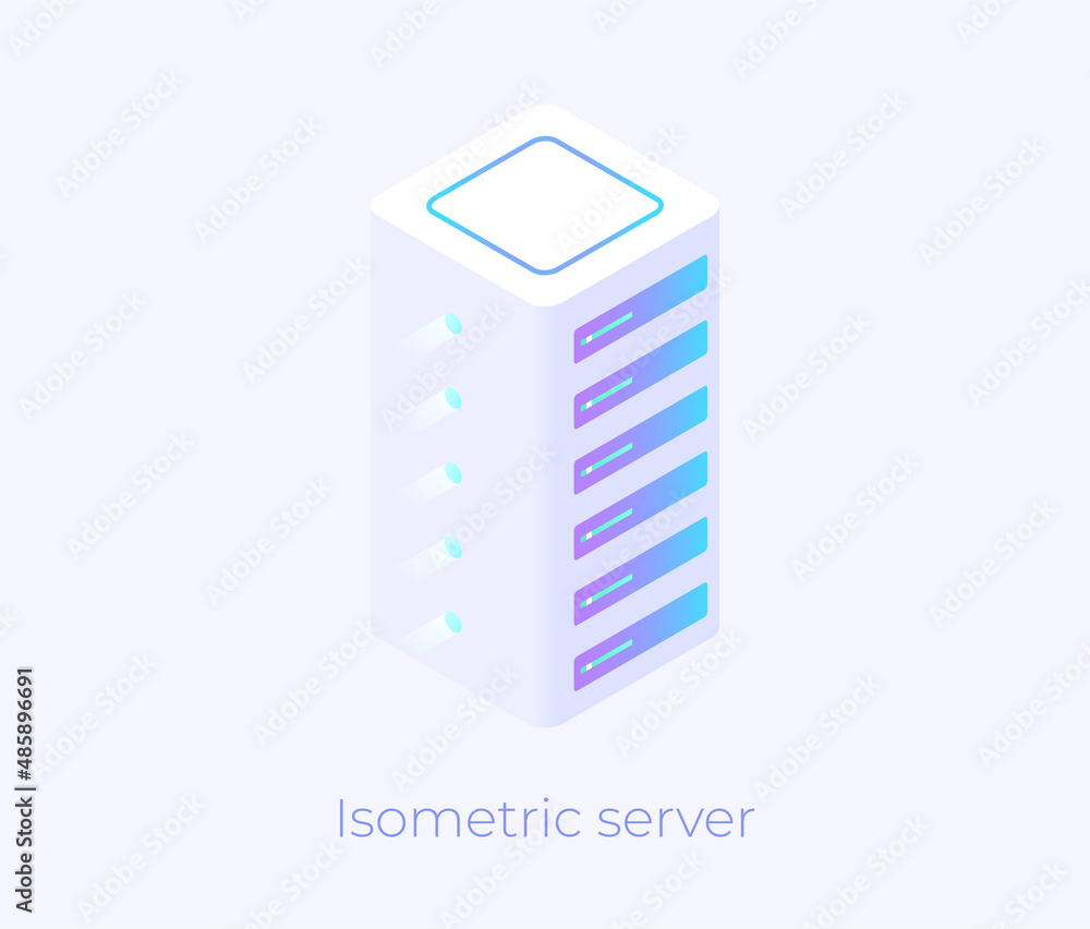 Isometric server in modern style with buttons Isometric server in modern style with buttons