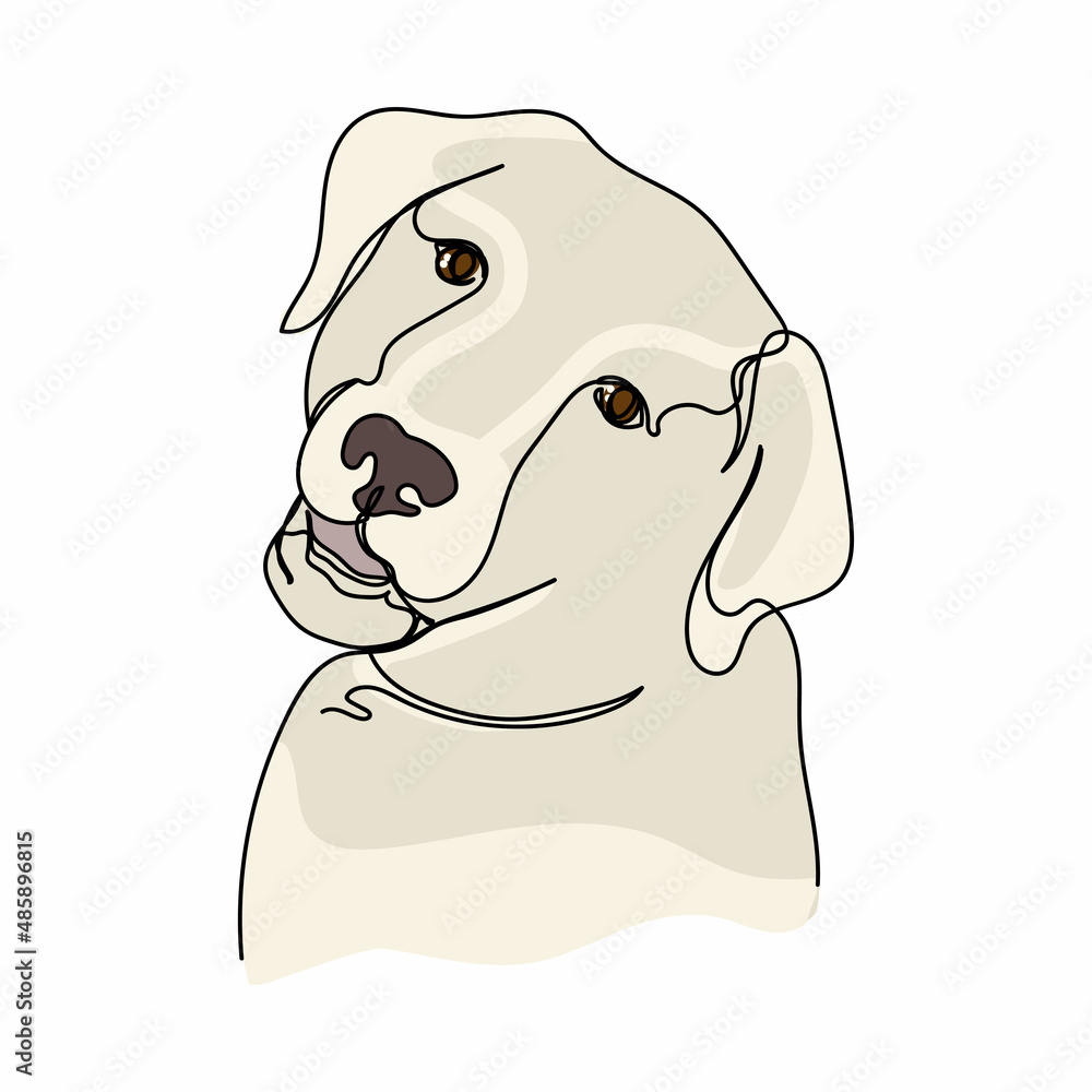Fototapeta premium Vector abstract continuous one single simple line drawing icon of head dog in silhouette sketch.