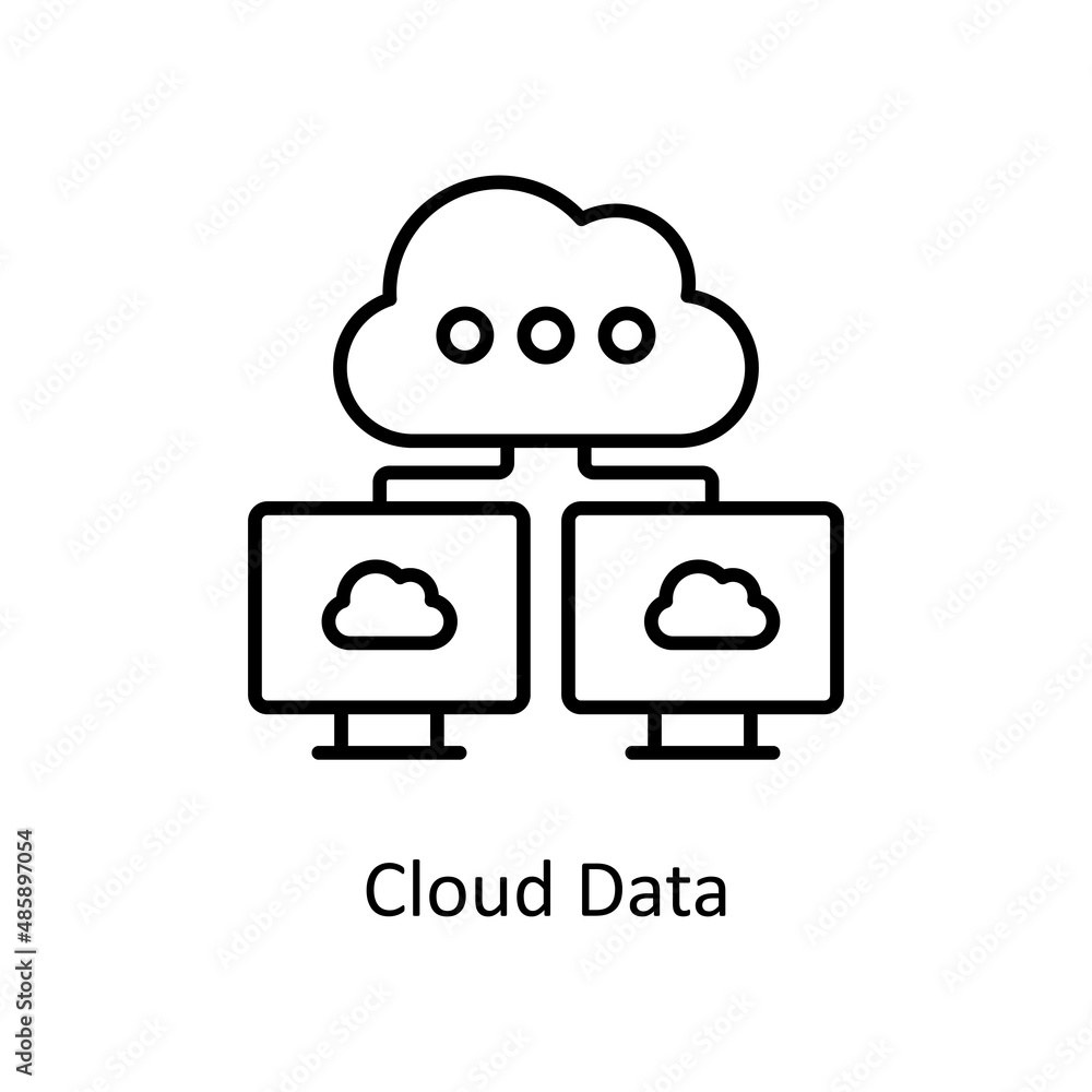 Cloud Data vector Outline icon for web isolated on white background EPS 10 file