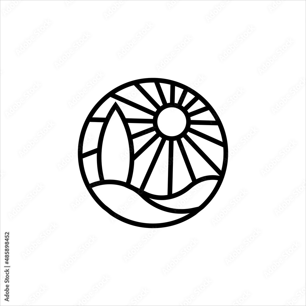 Line art summer beach logo vector for your company or business Line art summer beach logo vector for your company or business