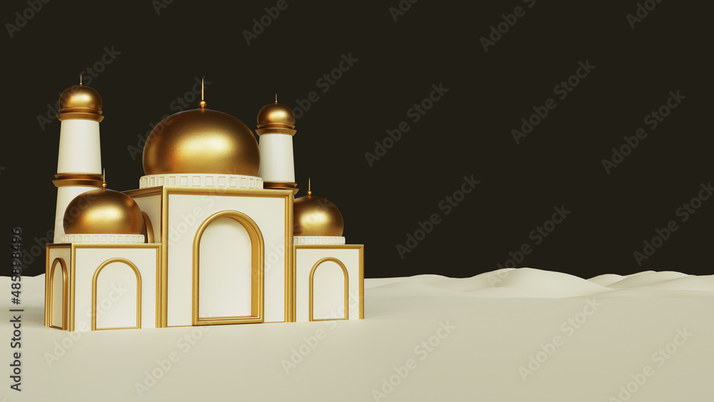 Ramadan kareem greetings background with decorative mosque on the podium, realistic 3d Islamic Ramadan kareem greetings background with decorative mosque on the podium, realistic 3d Islamic