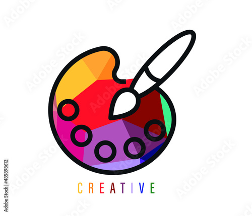 creative art concept. Color palette with brush. paint palette. Palette paint. Vector illustration.
