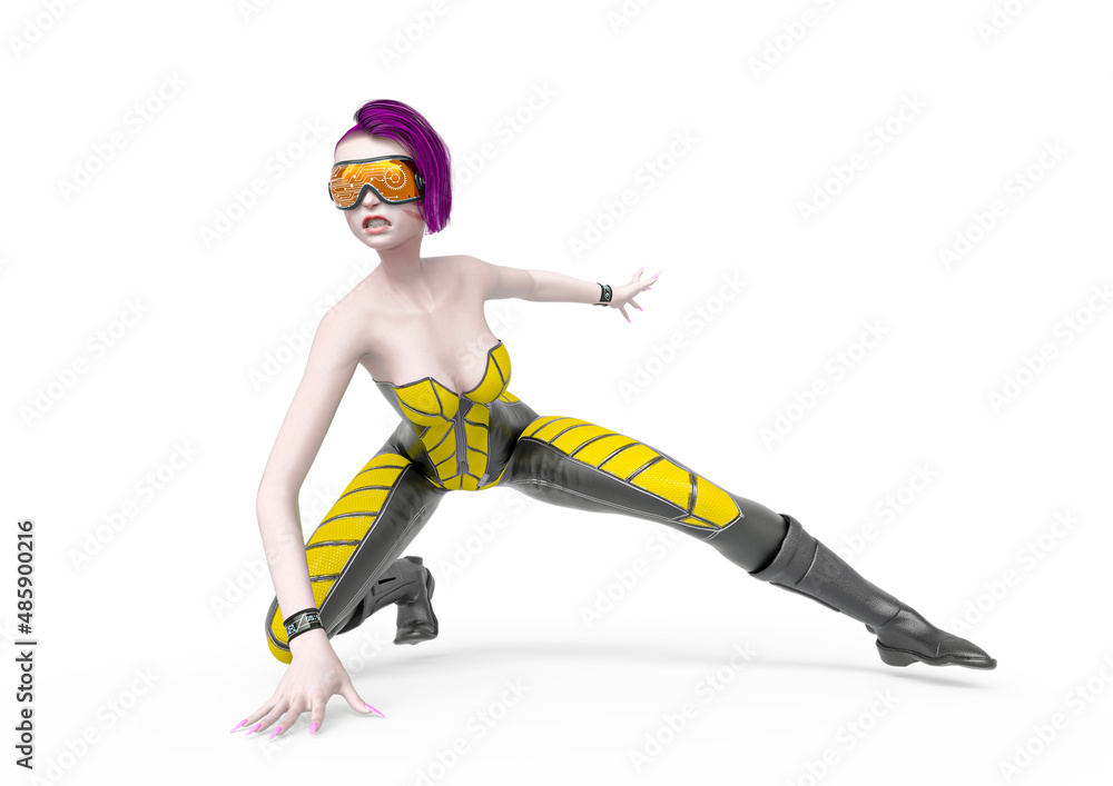 cyber punk girl on futuristic suit is ready for action cyber punk girl on futuristic suit is ready for action