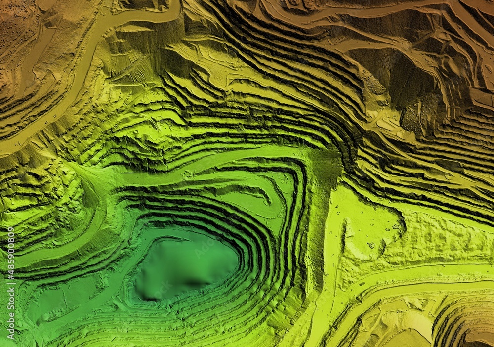 Digital elevation model. GIS product made after proccesing aerial