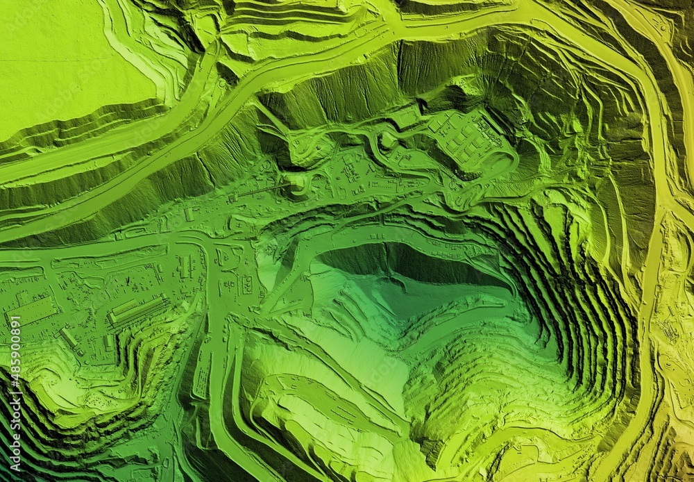 Digital elevation model. GIS product made after proccesing aerial