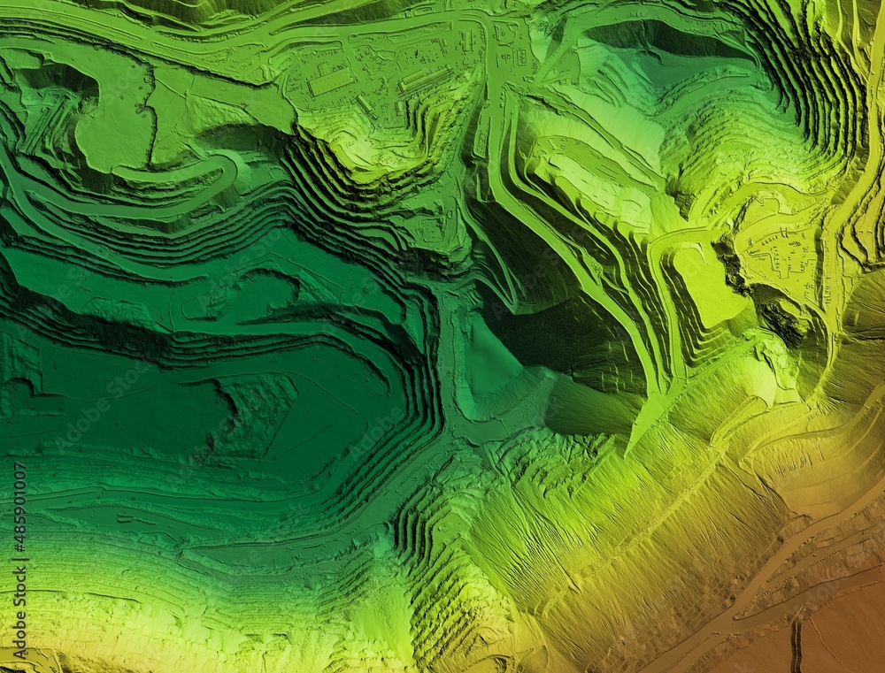 Digital elevation model. GIS product made after proccesing aerial