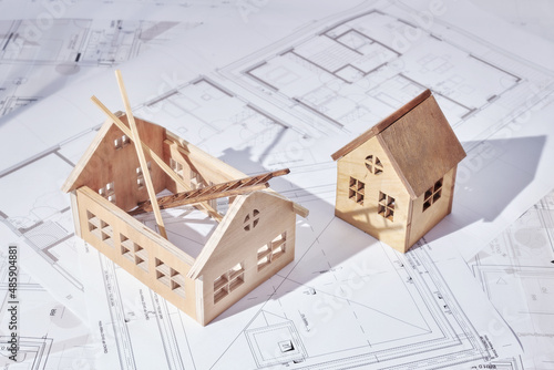 Принти на полотні House building project concept with plans