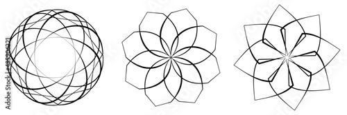 Radiating mandala. Circular geometric motif, icon, shape