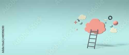 Cloud and ladder - Cloud computing theme - 3D render photo