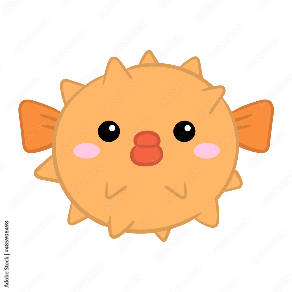 Cute puffer fish. Puffer fish on white background. Vector cartoon character illustration Cute puffer fish. Puffer fish on white background. Vector cartoon character illustration