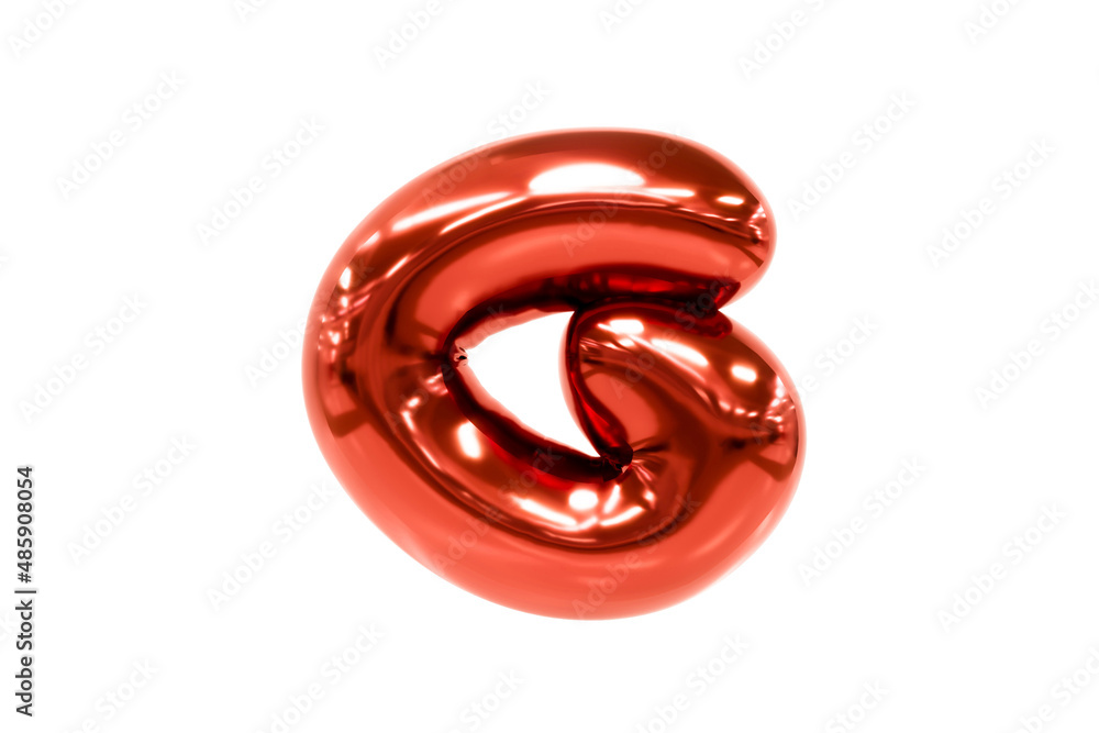 Balloon font metellic red letter G made of realistic helium balloon, Premium 3d illustration. Balloon font metellic red letter G made of realistic helium balloon, Premium 3d illustration.