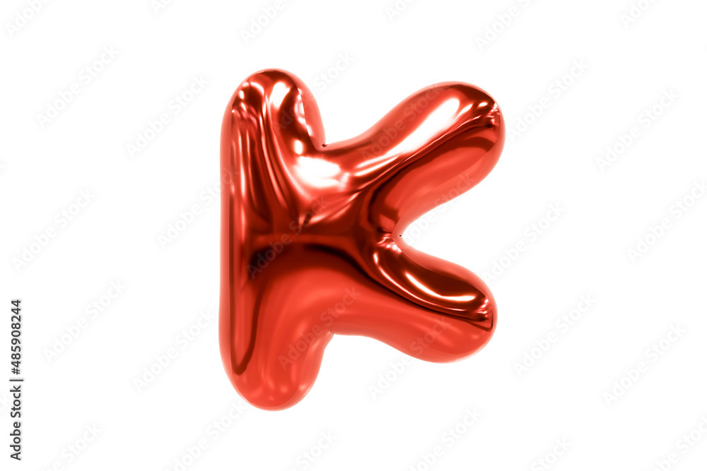 Balloon font metellic red letter K made of realistic helium balloon, Premium 3d illustration. Balloon font metellic red letter K made of realistic helium balloon, Premium 3d illustration.