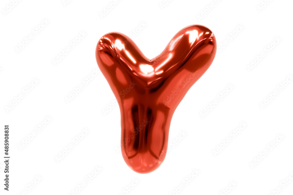 Balloon font metellic red letter Y made of realistic helium balloon, Premium 3d illustration. Balloon font metellic red letter Y made of realistic helium balloon, Premium 3d illustration.