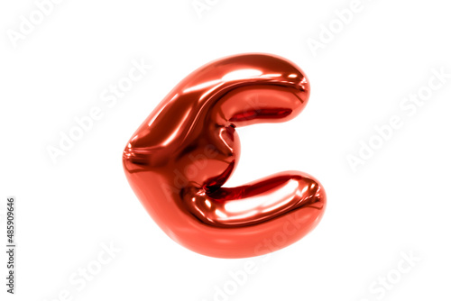 Balloon font metellic red Euro sign made of realistic helium balloon, Premium 3d illustration photo