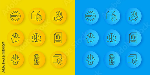 Set line NFT Digital crypto art, contract, and icon. Vector