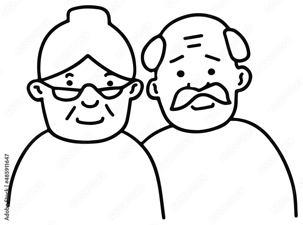 Retired elderly senior Happy Old Pensioner Man and Woman Couple doodle Vector Illustration Retired elderly senior Happy Old Pensioner Man and Woman Couple doodle Vector Illustration