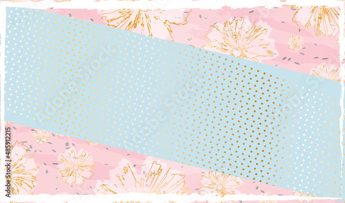 Luxury beauty background Elegant pink blue gold line and flower background Theme of spring summer holiday sale luxury beauty cosmetic fashion Wallpaper background for promo shop season sale Vector art