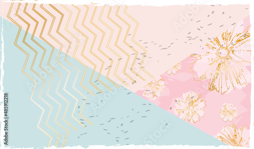 Luxury beauty background Elegant pink blue gold line and flower background Theme of spring summer holiday sale luxury beauty cosmetic fashion Wallpaper background for promo shop season sale Vector art