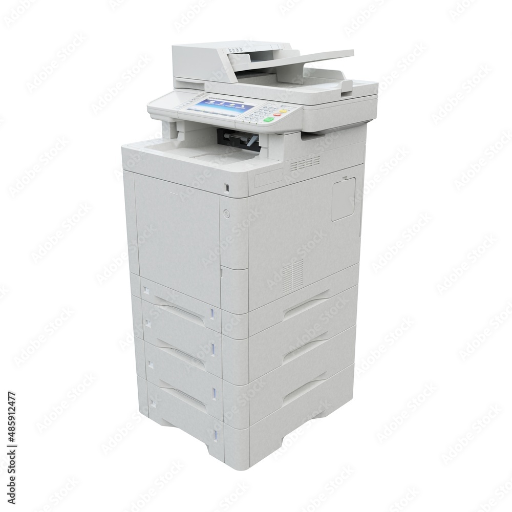 Multi-function printer scanner. Isolated Office professional technology. 3D illustration. Multi-function printer scanner. Isolated Office professional technology. 3D illustration.