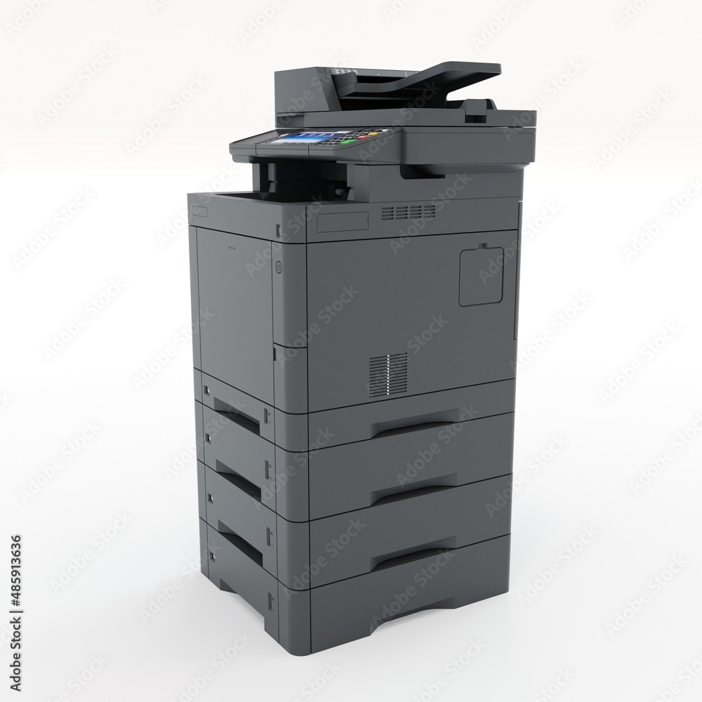 Multi-function printer scanner. Isolated Office professional technology. 3D illustration. Multi-function printer scanner. Isolated Office professional technology. 3D illustration.