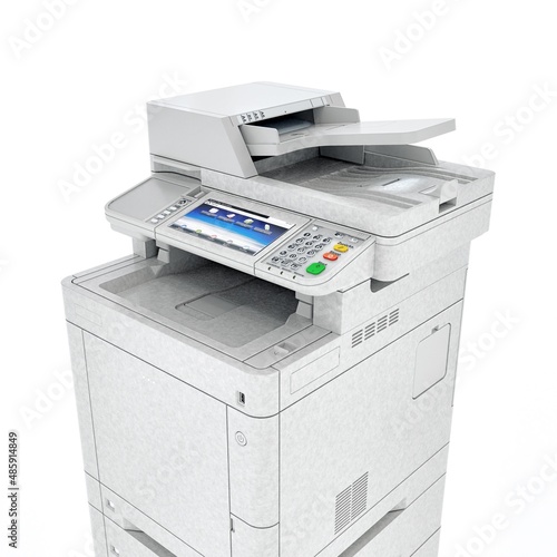 Multi-function printer scanner. Isolated Office professional technology. 3D illustration.