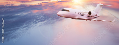 Private jet plane flying ab...