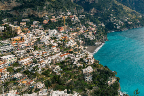 View of the entire old town of Positano and its colored houses from the top. Amalfi coast Italy © Vladimir Sobko