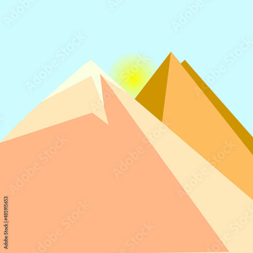 Desert mountains sandstone background. Dry desert under sun  endless sand desert. Vector illustration
