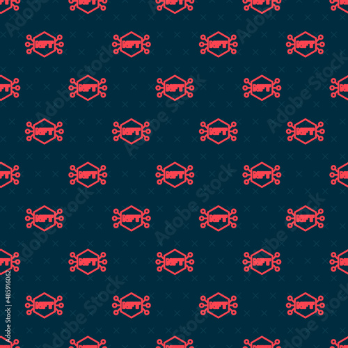 Red line NFT Digital crypto art icon isolated seamless pattern on black background. Non fungible token. Vector