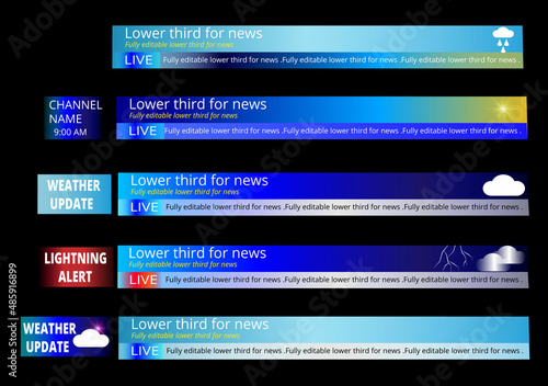 Lower thirds for weather alert broadcast with weather icon