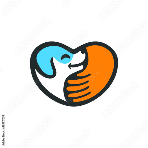 dog love logo design template 