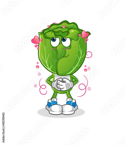 cabbage head cartoon shy vector. cartoon character