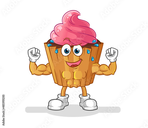 cupcake muscular cartoon. cartoon mascot vector