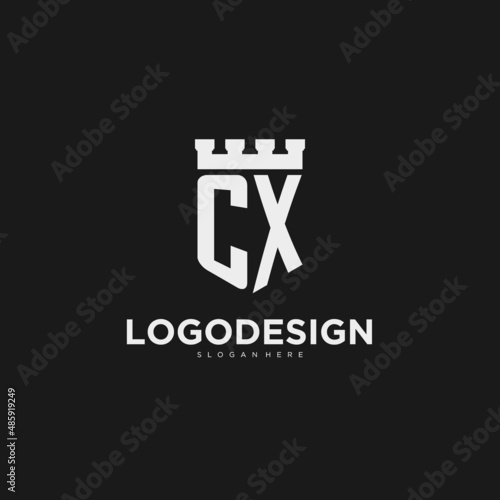 Leinwand Poster Initials CX logo monogram with shield and fortress design