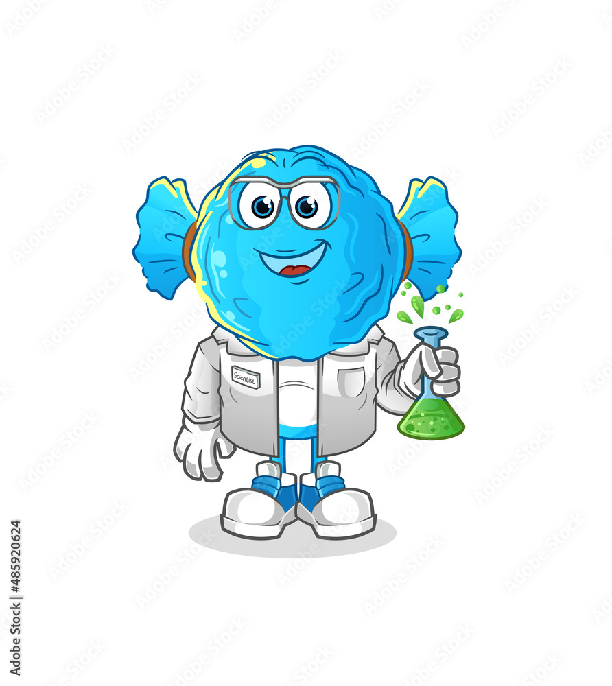 candy head cartoon scientist character. cartoon mascot vector
