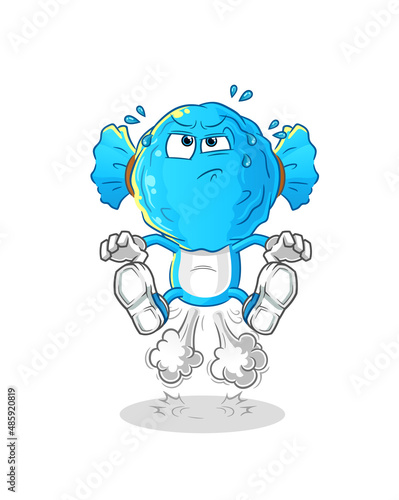 candy head cartoon fart jumping illustration. character vector