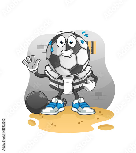 football head cartoon criminal in jail. cartoon character