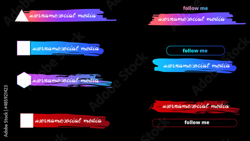 Social media username button.Watercolor  brush stroke lower thirds