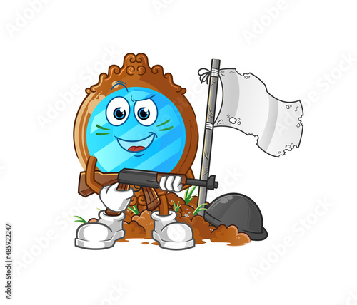 mirror army character. cartoon mascot vector