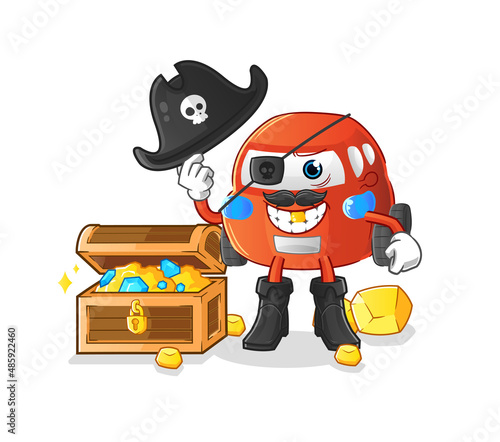 car pirate with treasure mascot. cartoon vector
