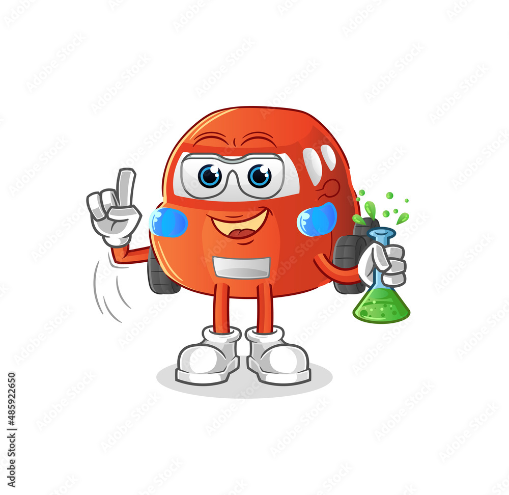 car scientist character. cartoon mascot vector
