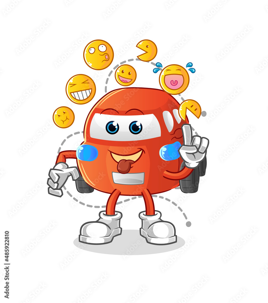 car laugh and mock character. cartoon mascot vector