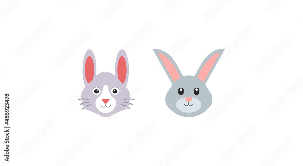 Obraz premium different rabbit face vector emoji set.