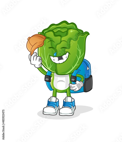 cabbage head cartoon goes to school vector. cartoon character