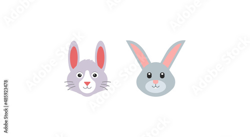different rabbit face vector emoji set.