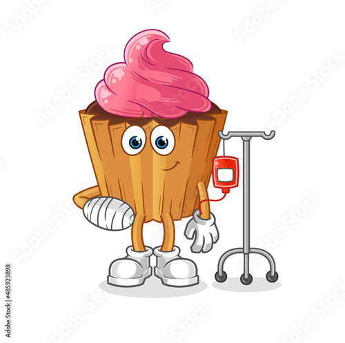 cupcake sick in IV illustration. character vector